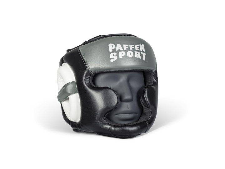 Paffen Sport «Kids» Kopfschutz für das Training im Boxen, Kickboxen, Muay Thai Schwarz/Weiss/Grau, S