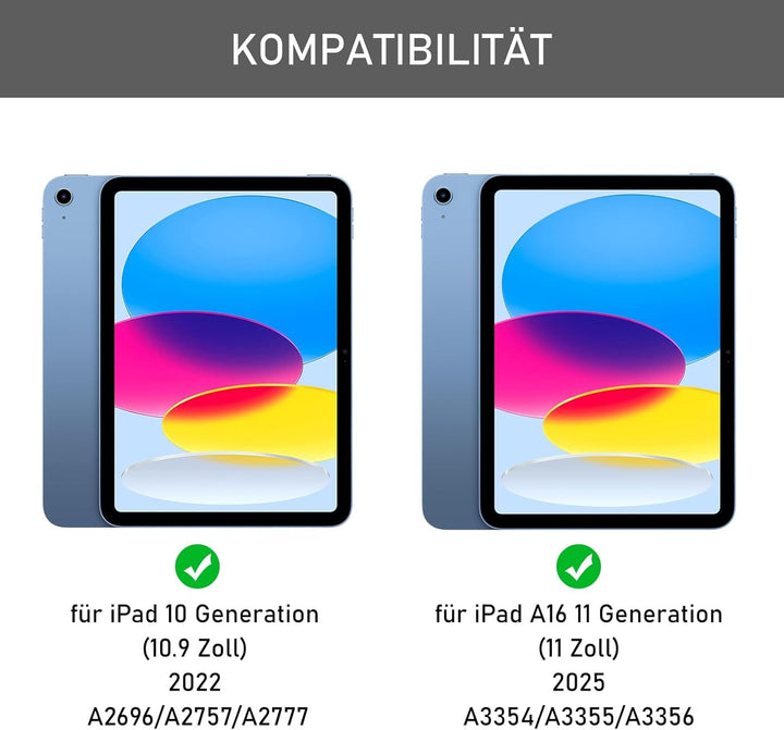 Tastatur Hülle für iPad A16 11/10 Generation (2025/2022, 11/10.9 Zoll)- 7 Farben Beleuchtete Magneti