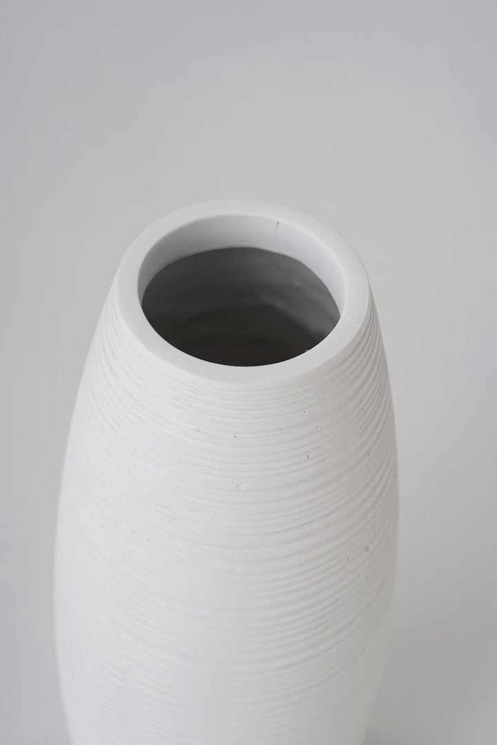 Leewadee Kleine Bodenvase für Dekozweige hohe Standvase Design Holzvase, Holz, 36 cm, Weiss, Weiss
