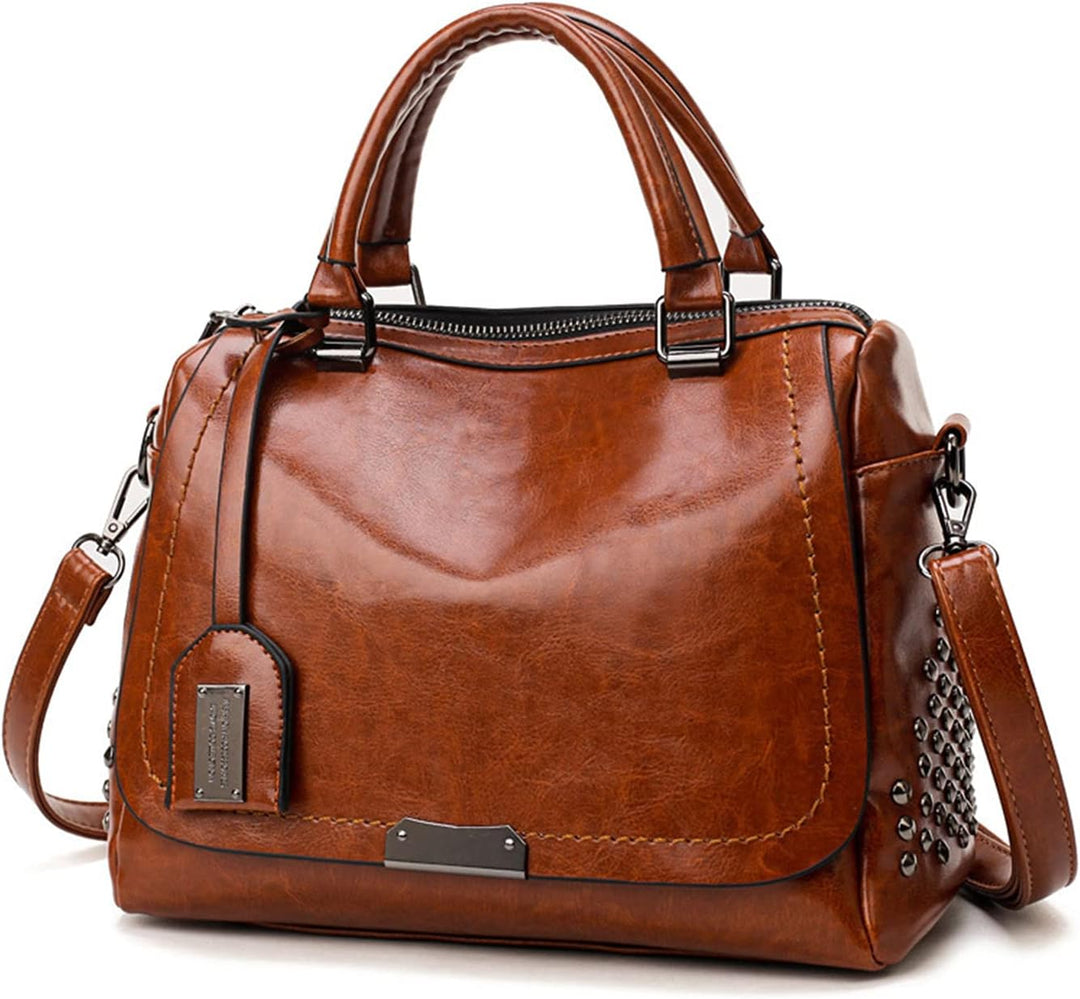PORRASSO Retro Handtasche Damen Umhängetaschen Frauen Schultertaschen PU-Leder Henkeltasche für Arbe