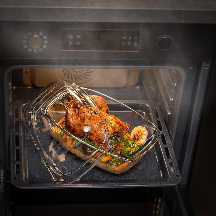 KADAX Auflaufform 7L aus hitzebeständigem Glas – rechteckige Glasform zum Braten & Backen, feuerfest