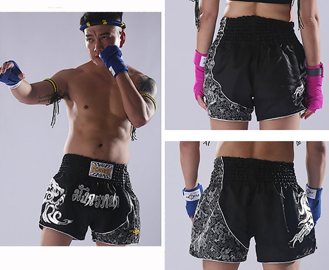 FLUORY Muay Thai Fight Shorts, MMA Shorts Bekleidung Training Käfig Kampf Grappling Martial Arts Kic