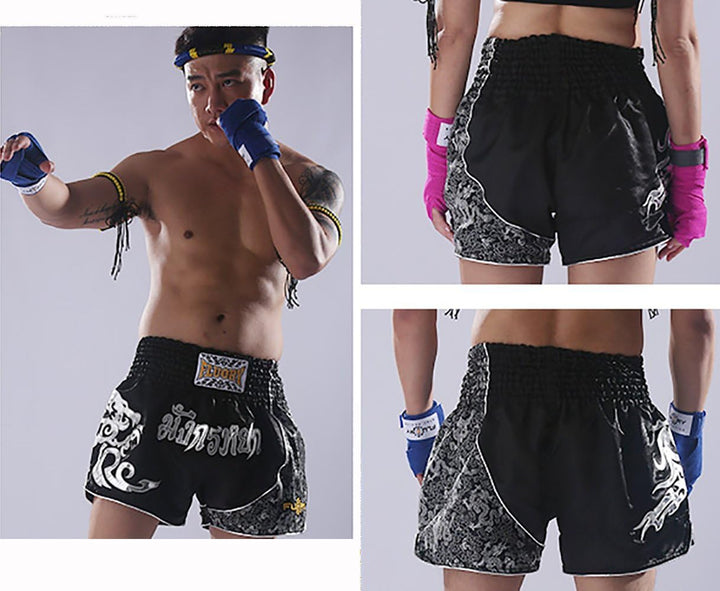 FLUORY Muay Thai Fight Shorts, MMA Shorts Bekleidung Training Käfig Kampf Grappling Martial Arts Kic