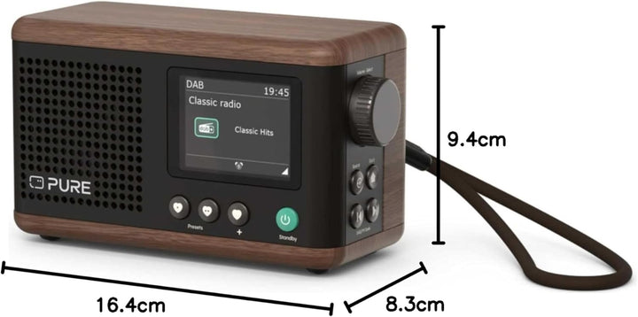 Pure Classic Mini Tragbares Digitalradio – DAB+ & UKW-Radio – Bluetooth 5.3 – 15 Stunden Akkulaufzei