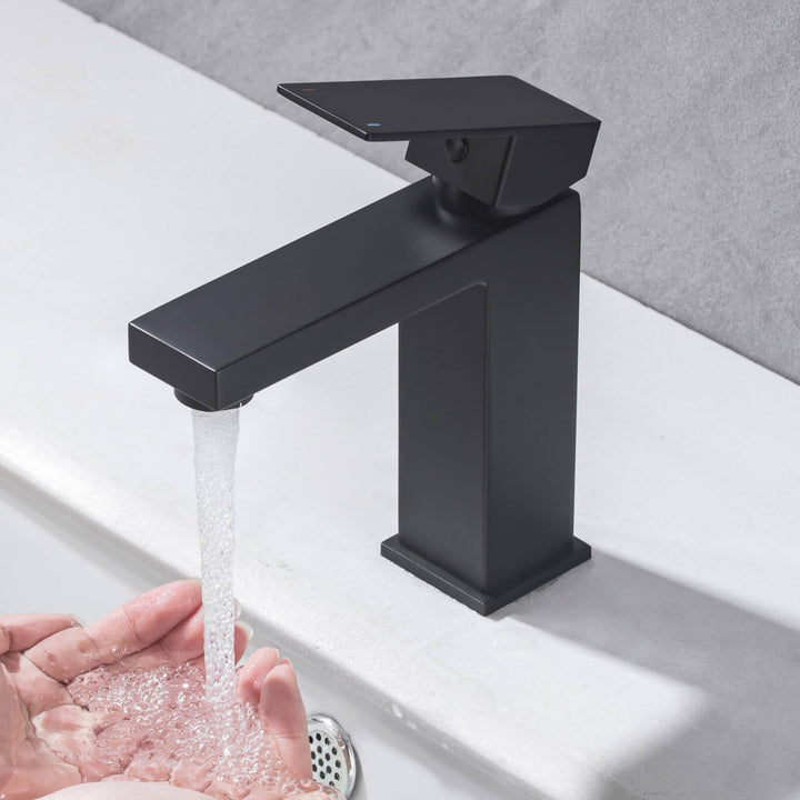 BuntHaus Wasserhahn Bad Schwarz, Waschbecken Armaturen Auslaufhöhe 119 mm, Armaturen Bad Einhebelmis