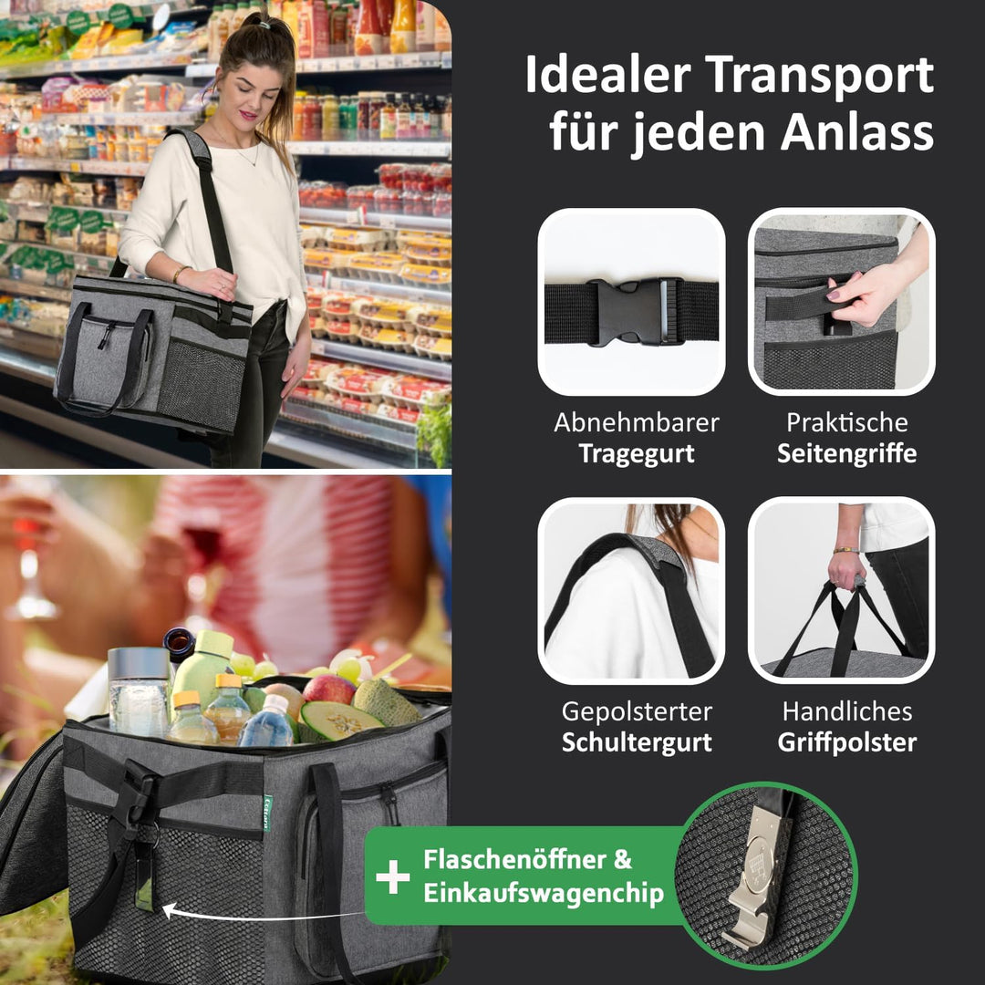 Faltbare Kühltasche gross 30L wasserdicht +12h Frische extra stark isolierte Kühltasche faltbar – Kü