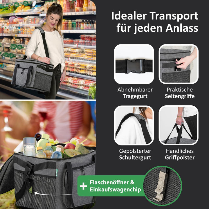 Faltbare Kühltasche gross 30L wasserdicht +12h Frische extra stark isolierte Kühltasche faltbar – Kü