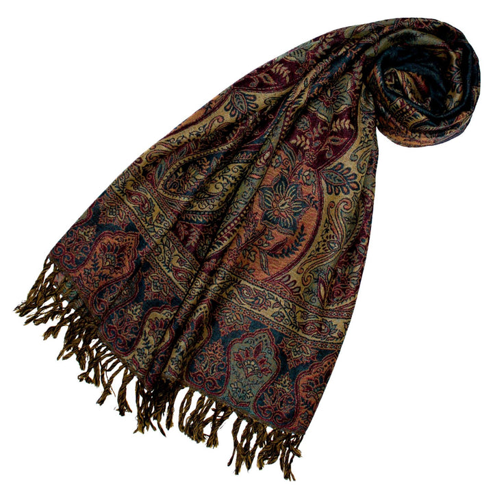 Lorenzo Cana Pashmina Damenschal Schaltuch aus weicher Wolle Paisleymuster bunt mehrfarbig 70 cm x 1
