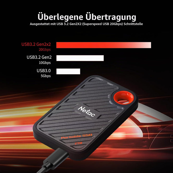Netac ZX20 2 TB Mobiles Solid-State-Laufwerk, extern, portabel 2 TB (bis zu 2000 MB/s Lesen und Schr