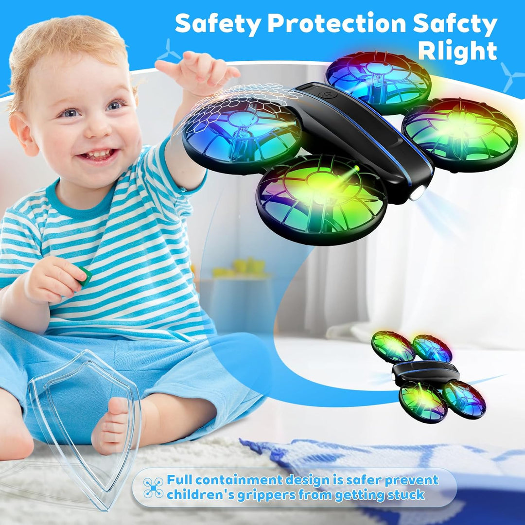 RC Drohne für Kinder und Anfänger, kleiner RC Quadcopter mit Lichtern und 3D Flip, Propeller Full Pr