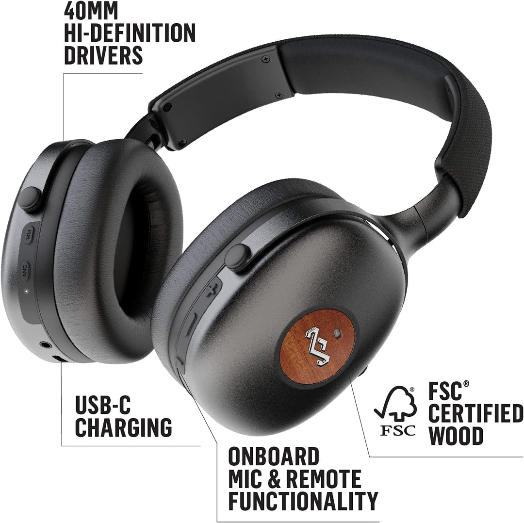Marley House of Positive Vibration XL ANC Over Ear Noise Cancelling Kopfhörer kabellos Bluetooth - B