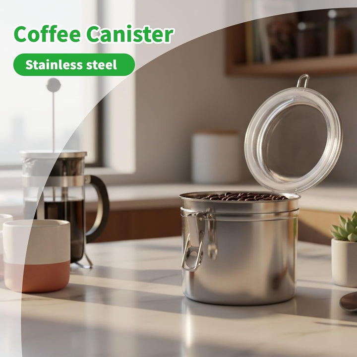 Cyrank Kaffeeaufbewahrungsbehälter, Kaffeebohnenkanister Kaffeedose Kaffeeaufbewahrung mit klarem, l