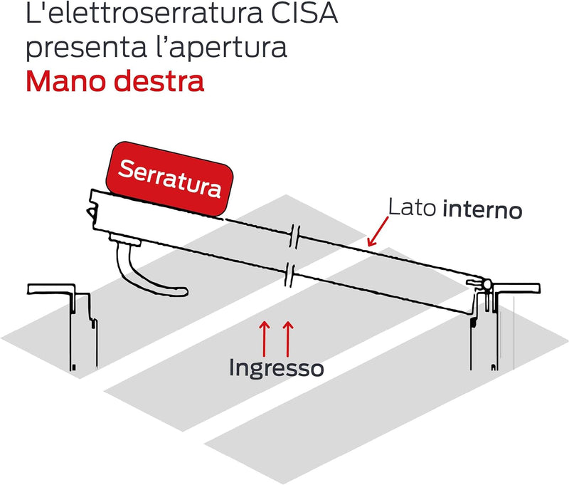 Cisa Elektronisches Schloss, 12 V, verzinkt, silber, 11721501, 12V Entrata 50 Rechtshänder ohne Tast