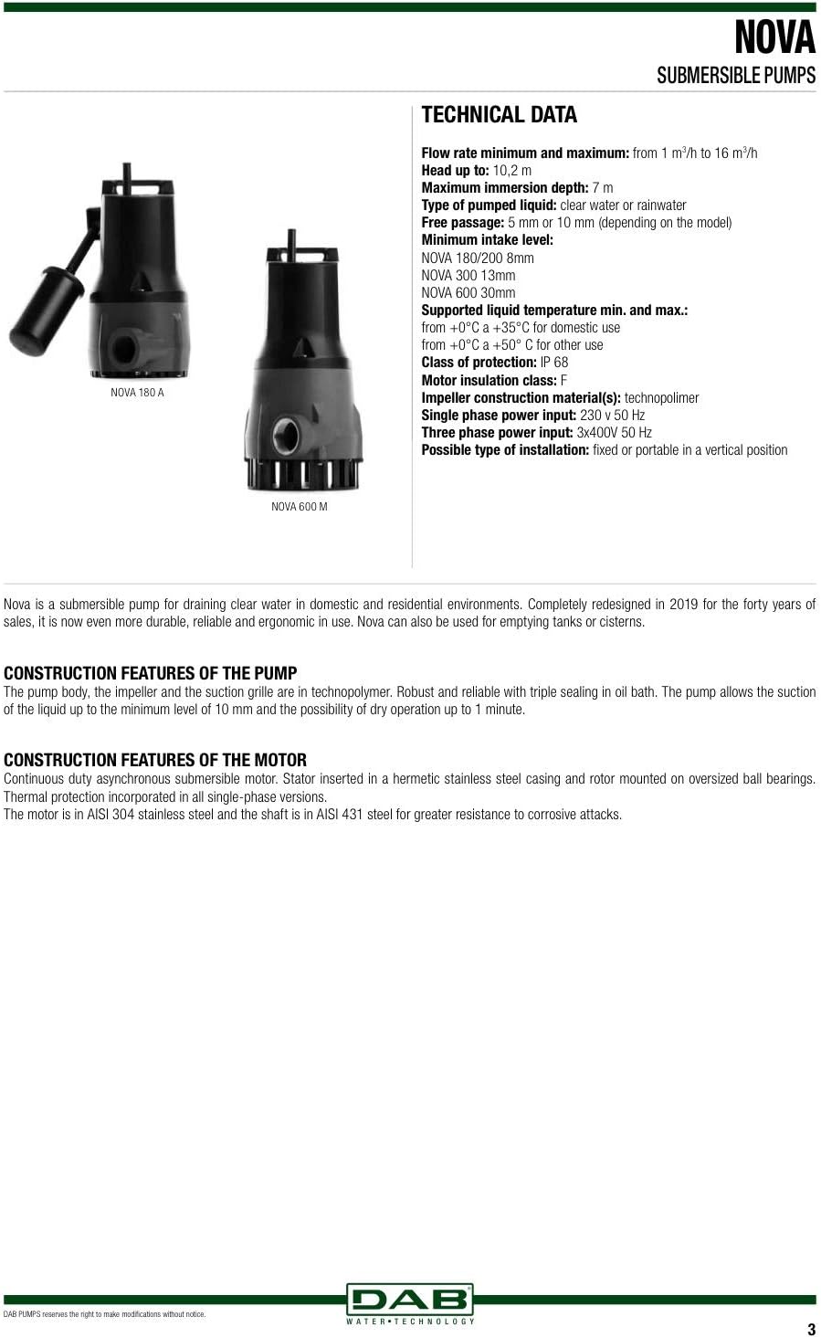 DAB NOVA 600 M-A Tauchpumpe