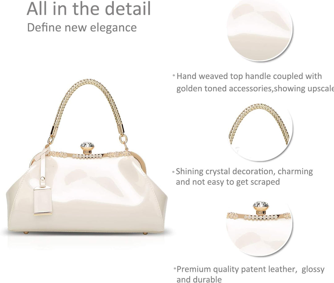 NICOLE & DORIS Handtaschen für Damen Lackleder Handtaschen Abendtasche für Party Hochzeit schulterta