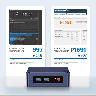 Beelink Mini PC, 12. Gen Intel Alder Lake-N100 Prozessor (bis zu 3.40GHz), MINI-S12 W11 Pro Computer