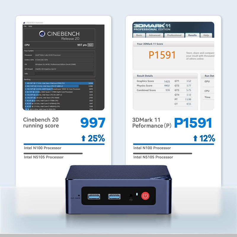 Beelink Mini PC, 12. Gen Intel Alder Lake-N100 Prozessor (bis zu 3.40GHz), MINI-S12 W11 Pro Computer