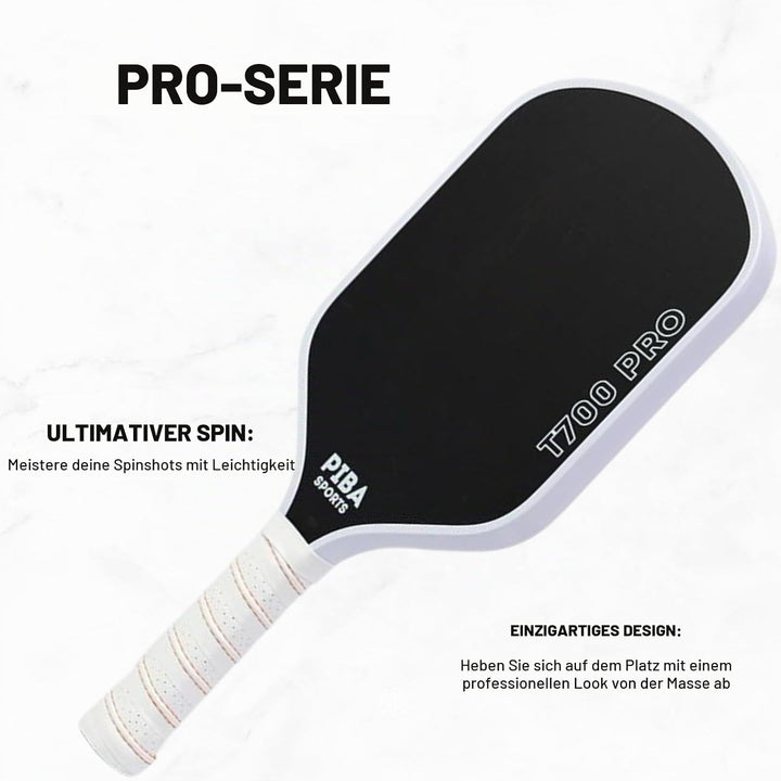 PRO Pickleball Schläger – T700 Carbon, 16mm Honeycomb, Angeraute Oberfläche für Top Spin, Verlängert