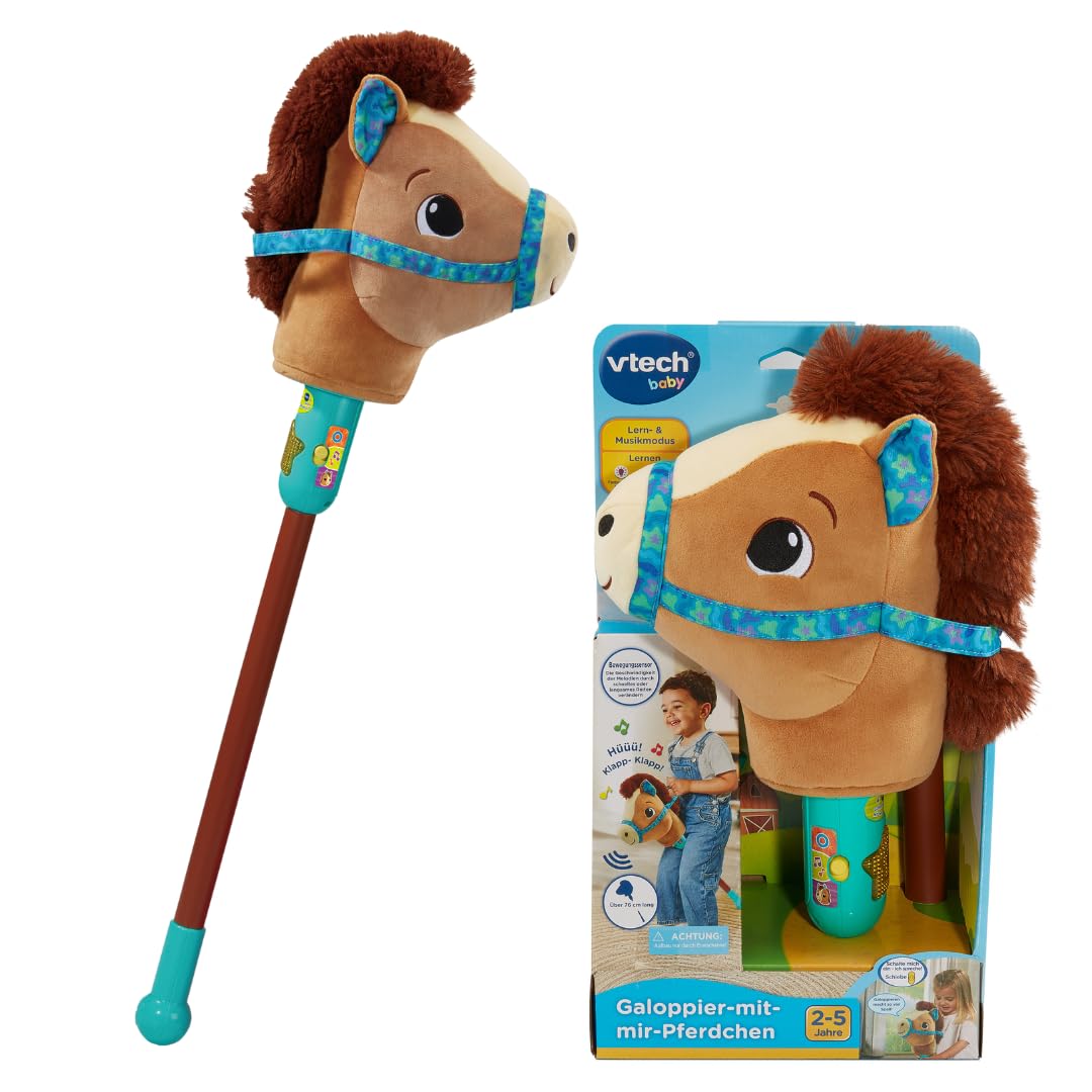 Vtech Galoppier-mit-Mir-Pferd – Interaktives Steckenpferd mit Musik & Lernmodus – Bewegungssensor, P