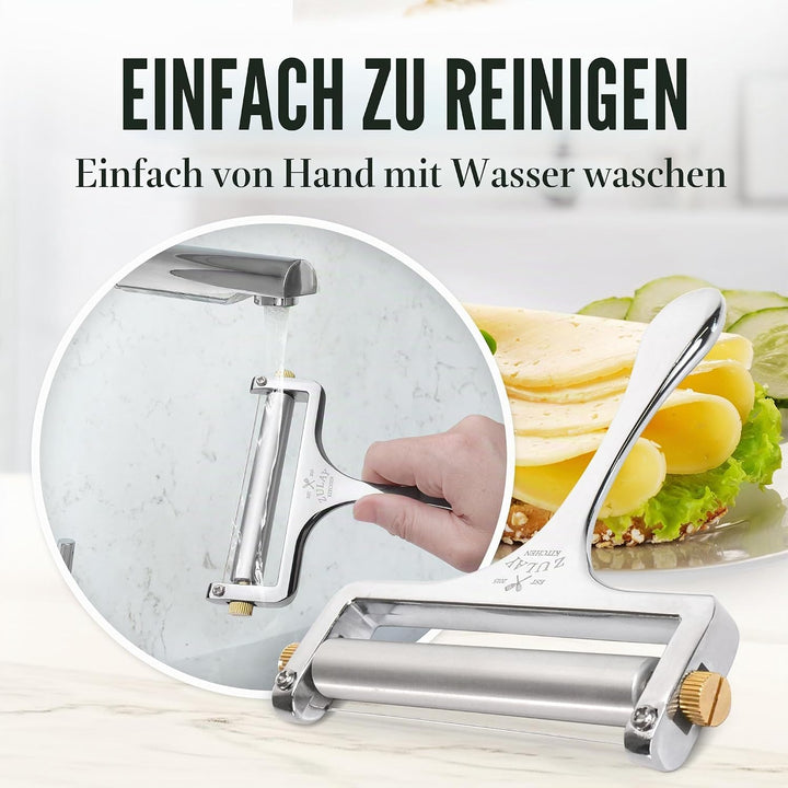 Zulay Käseschneider mit einstellbarer Dicke - Draht-Käseschneider für Mozzarella, Cheddar, Gouda - R