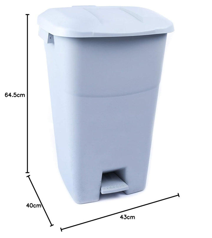 tayg - Abfallbehälter 60 Liter mit Pedal, grauem Untergrund und grauem Deckel Graue Basis Grauer Dec