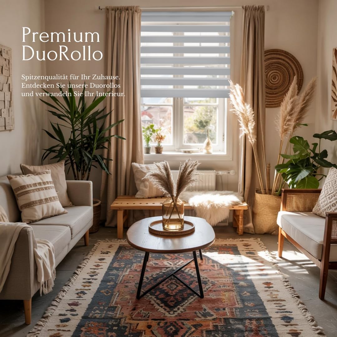 Home-Vision® DuoRollo Klemmfix, Doppelrollo ohne Bohren mit Klämmträgern, Rollos für Fenster und Tür