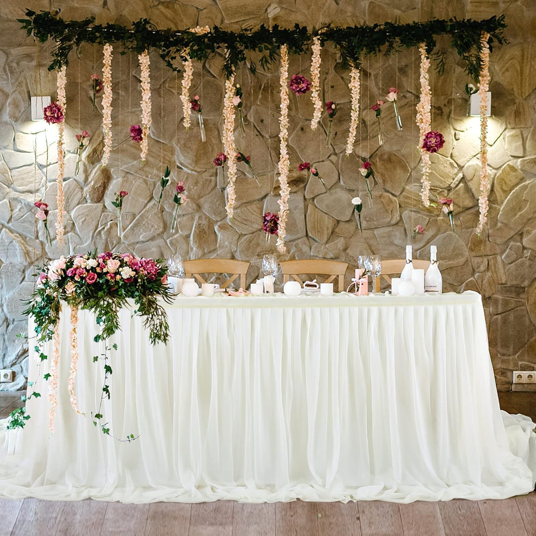 NSSONBEN Tüll Tischrock Elfenbein Tischröcke Tischdeko für Babyparty, Baby Shower Mädchen, Hochzeit,