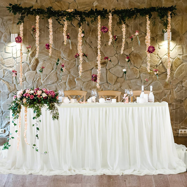 NSSONBEN Tüll Tischrock Elfenbein Tischröcke Tischdeko für Babyparty, Baby Shower Mädchen, Hochzeit,