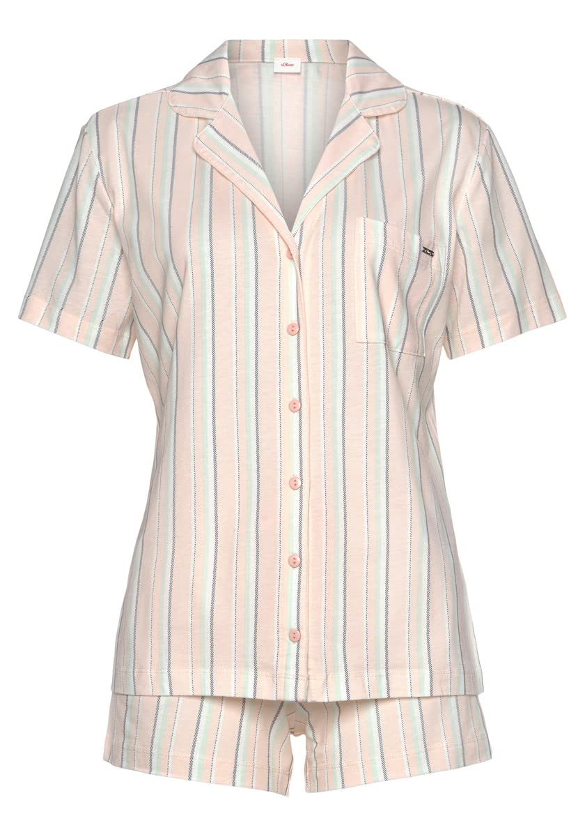 s.Oliver Damen Pyjamaset, 36-38 Apricot Gestreift