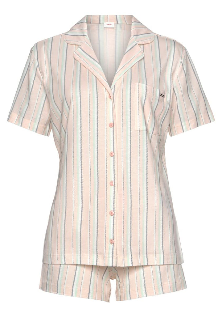 s.Oliver Damen Pyjamaset, 36-38 Apricot Gestreift