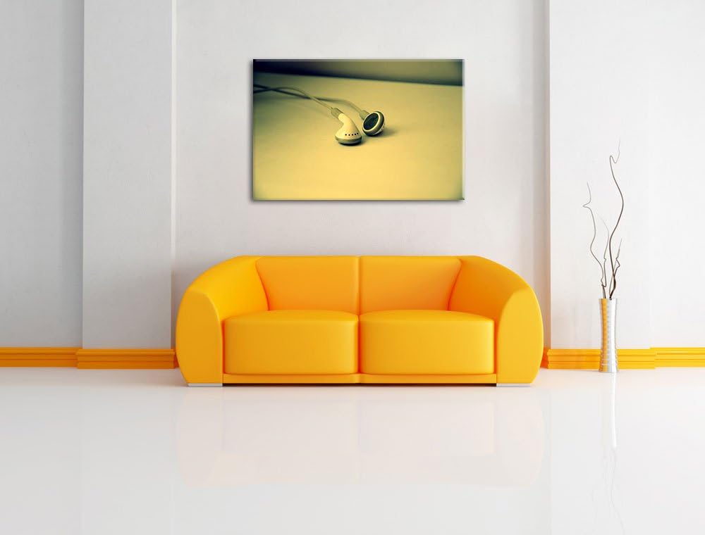 Pixxprint Kopfhörer auf Leinwand, XXL riesige Bilder fertig gerahmt mit Keilrahmen, Kunstdruck auf W