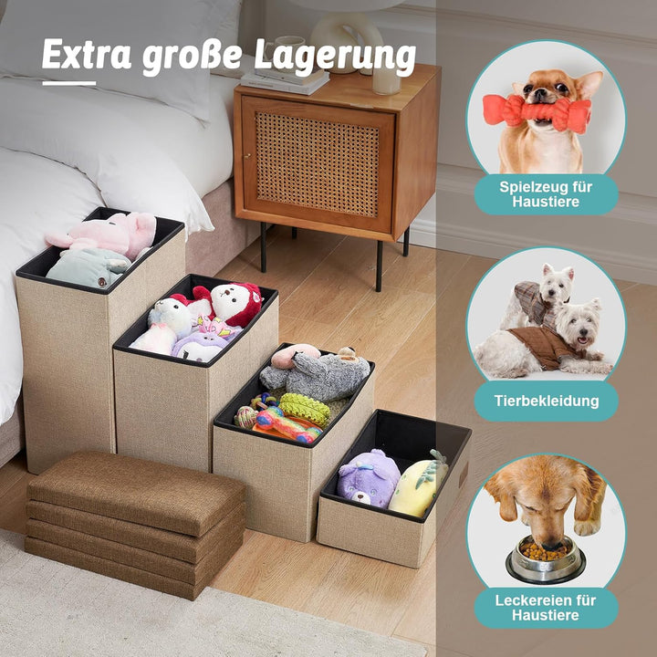 COZY KISS Hundetreppe für Kleine Hunde mit Stauraum, Breite Haustiertreppe Faltbare für Bett und Cou