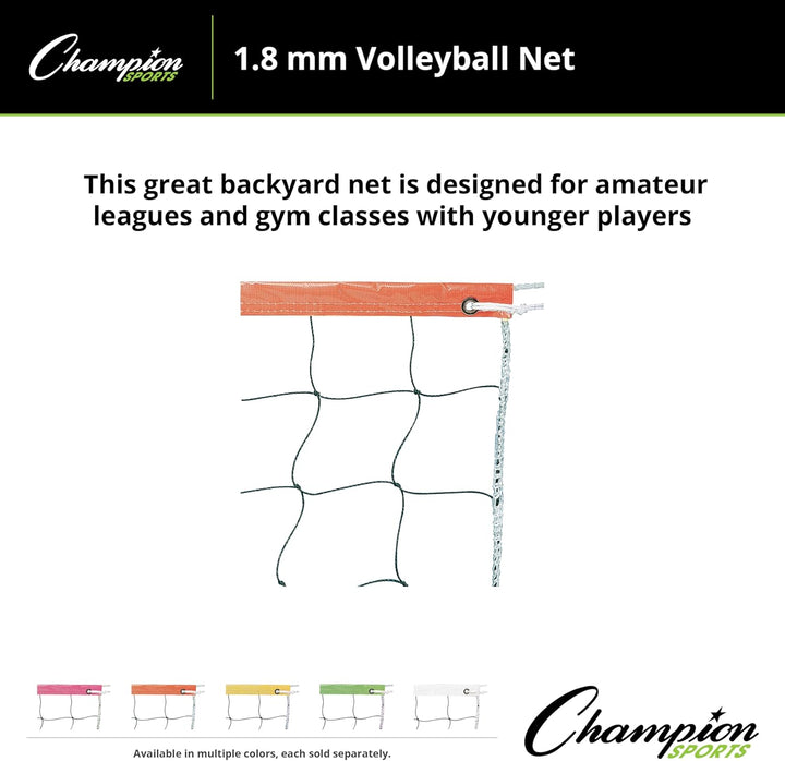 Champion Sports2.6 mm Volleyball Net 32 x 3-Feet neon-orange, 32 x 3-Feet neon-orange