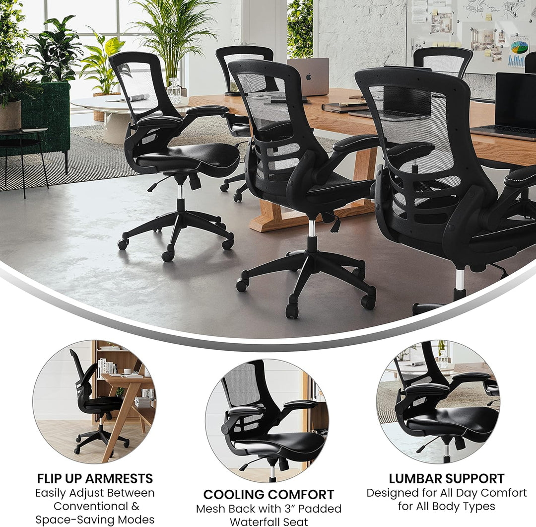 Flash Furniture Bürostuhl mit mittelhoher Rückenlehne – Ergonomischer Schreibtischstuhl mit hochklap
