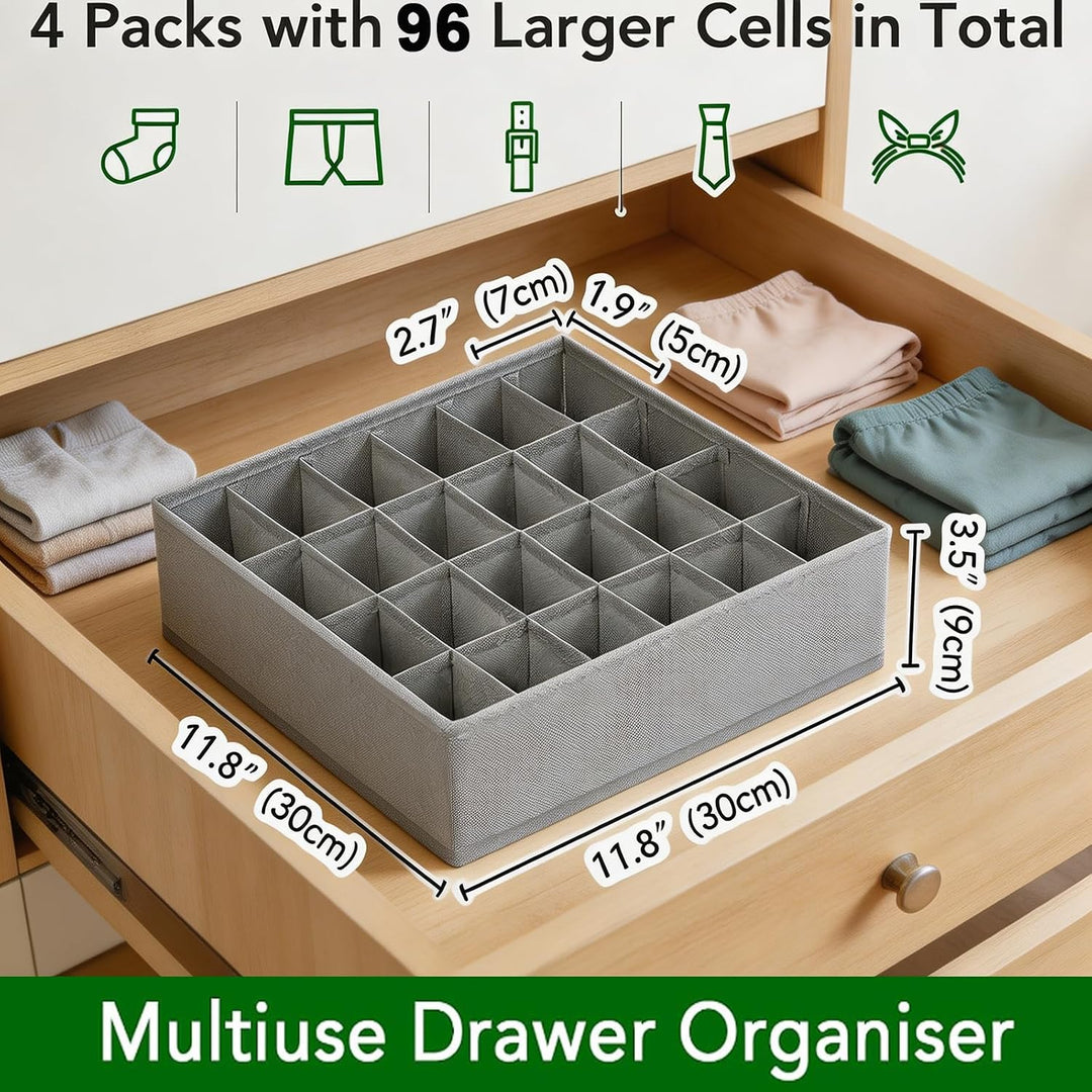Homsorout 4 Stück Aufbewahrungsboxen 24 Zellen Schublade Organizer Faltbare kleiderschrank Schrank O