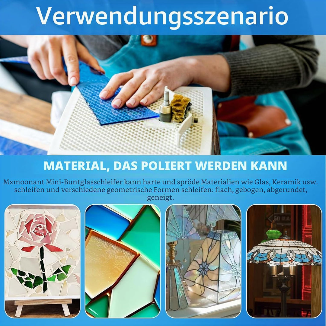 Glasschleifer 65W, 4200R/Min Tragbare Buntglasmühle 220V Mini Schleifwerkzeug Glasmalerei Schleifmas