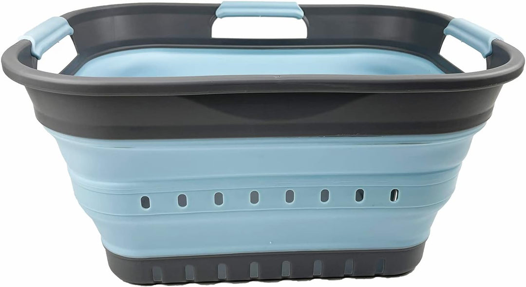 SAMMART Faltbarer Super Mini-Wäschekorb aus Kunststoff, mit 3 Griffen, 19 l, faltbar, Pop-Up-Aufbewa