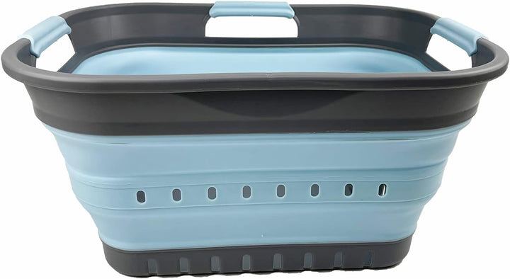 SAMMART Faltbarer Super Mini-Wäschekorb aus Kunststoff, mit 3 Griffen, 19 l, faltbar, Pop-Up-Aufbewa