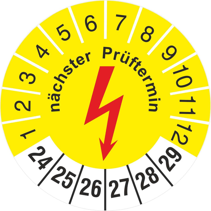 500 Stück Prüfplakette 30 mm nächste Elektro Prüfung Elektrotechnik 2024-2029 Prüfetiketten 500 30mm