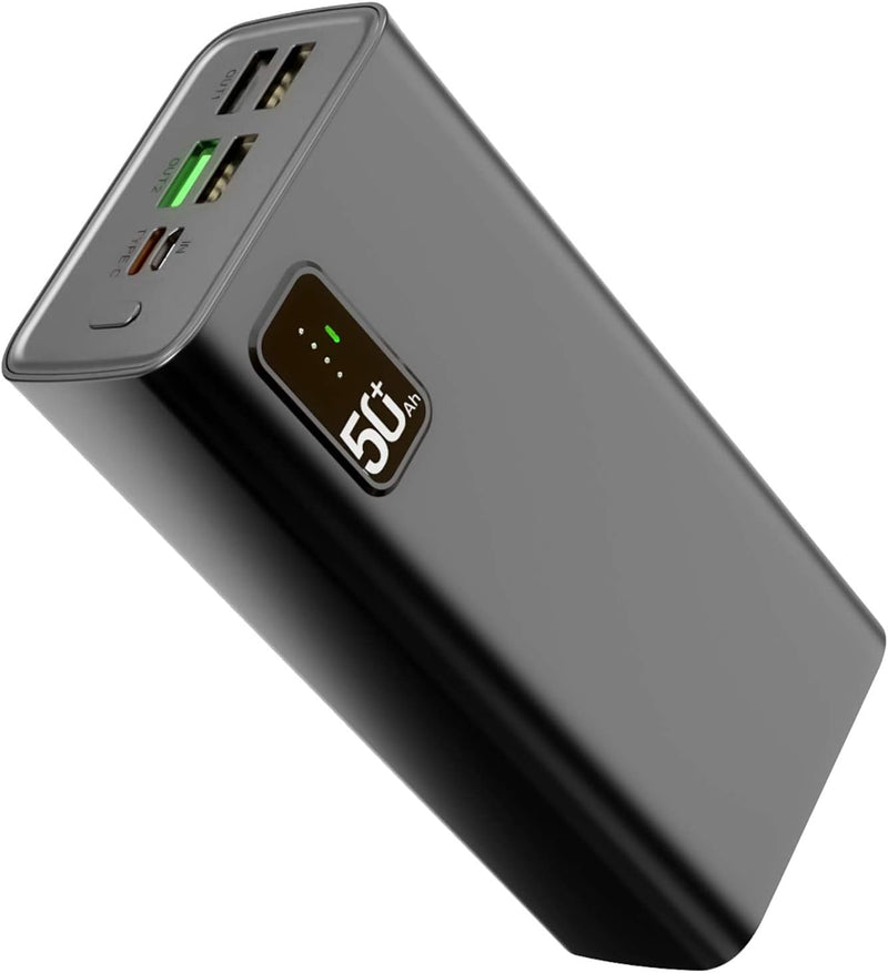 TOOSPON Powerbank 50000mAh,QC3.0 22,5 W & USB C PD20 W Fast Charge, 2 Input und 5 Output (QC & USB &