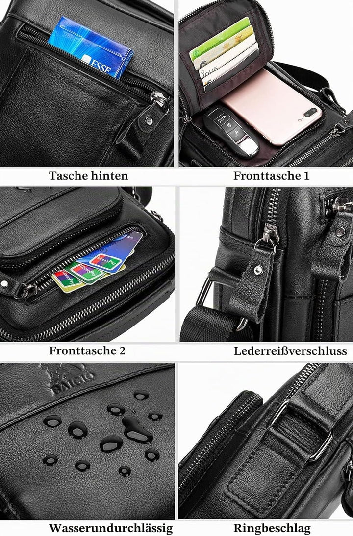 BAIGIO Leder Umhängetasche Herren Schultertasche Vintage Männer Tasche Crossbody Bag Herrentasche zu