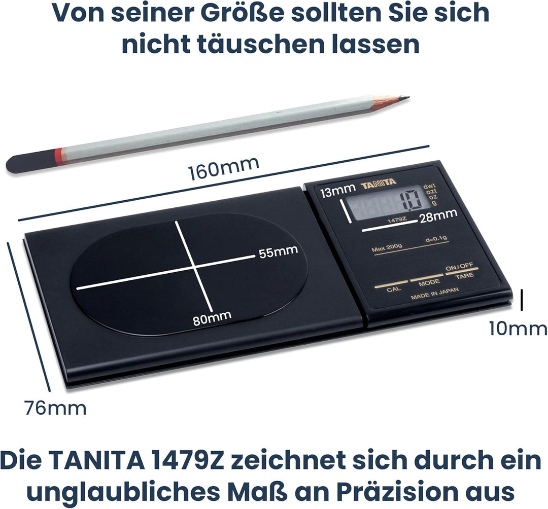 TANITA 1479Z – Mini-Digitalwaage 0,01 g – Kompakte Präzisionswaage für Küche, Kaffee & Feinmessungen