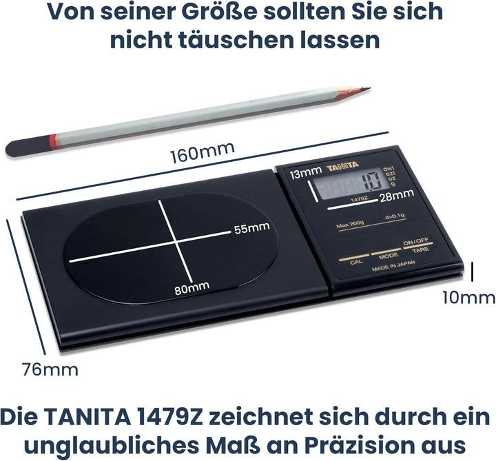 TANITA 1479Z – Mini-Digitalwaage 0,01 g – Kompakte Präzisionswaage für Küche, Kaffee & Feinmessungen