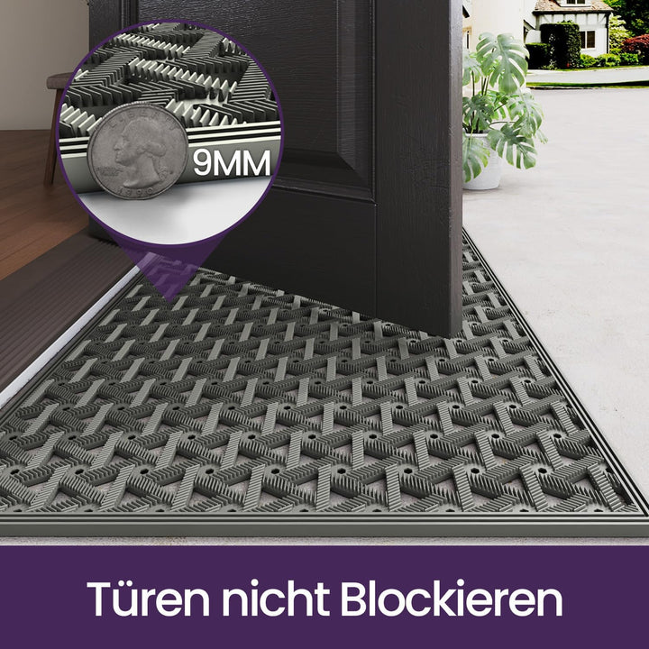 DEXI Fussmatte Aussen 48,5 x 75 cm, rutschfeste Schmutzfangmatte mit Drainagelöchern, Wasserdicht &