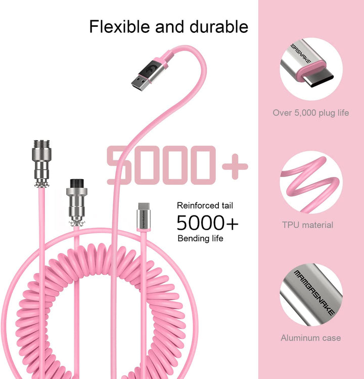 XINMENG X MAMBASNAKE C01 Spiral-Tastaturkabel, Typ-C auf USB-A HyperSpeed-Leitung mit 8KHz-Rücklaufr