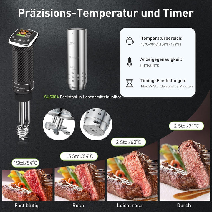 KitchenBoss Sous Vide Stick Garer：WiFi Präzisionskocher App-Steuerung Sous Vide Stab 1100W Zirkulati