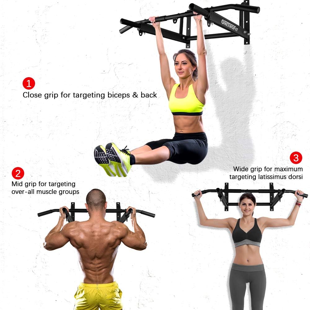 ONETWOFIT Klimmzugstange zur Wandmontage mit einem stabileren Design mit 6 Löchern für den Innen- un