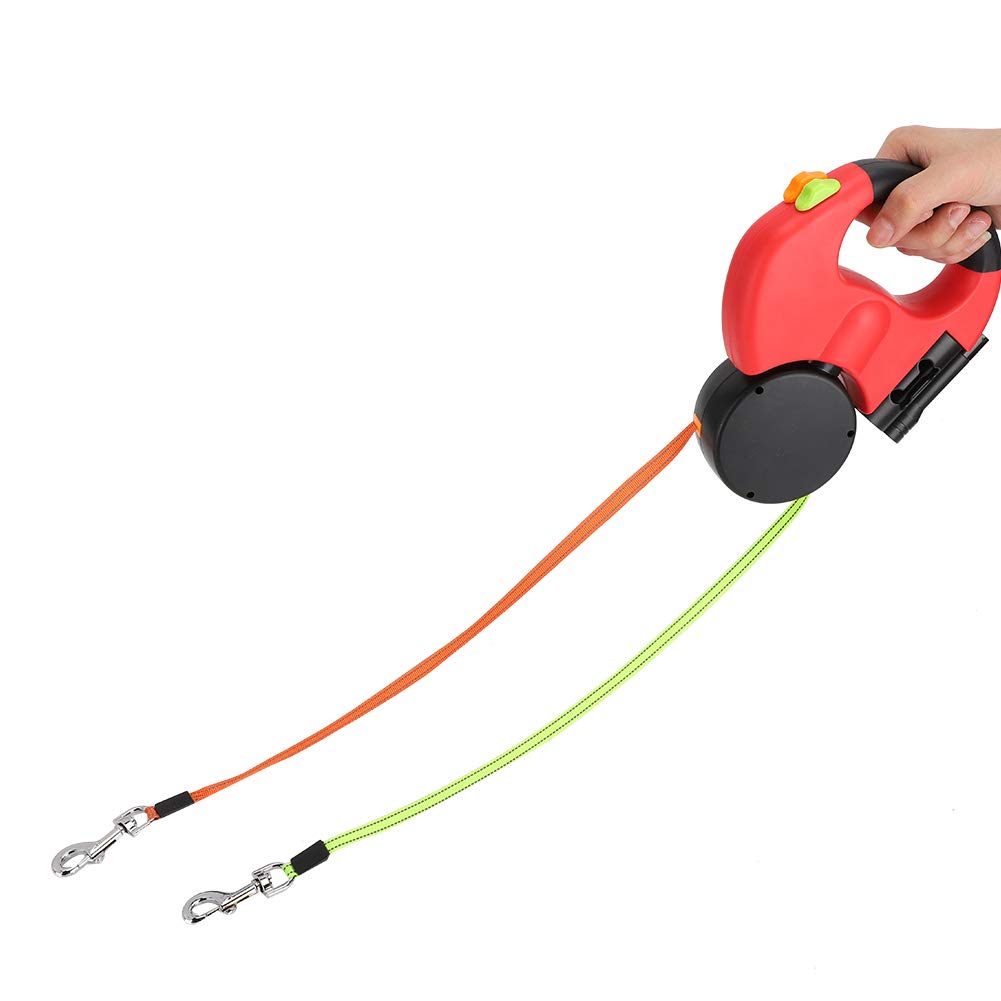 lyrlody Rollleine für Hunde, Leine für 2 Hunde, 360° Verwicklungsfreie Ausziehbare Leine mit LED-Leu
