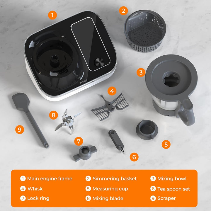TOKIT Omni Cook Roboter All-in-1 Küchenmaschinen mit 21 Kochfunktionen Eingebauter 7'' Touchscreen G
