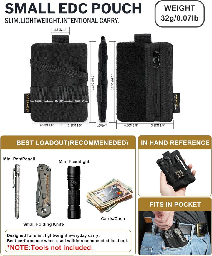 VIPERADE VE15 Mini EDC Pouch,Kleiner EDC Organizer Tasche mit 3 Taschen,Mini EDC Werkzeugtasche mit